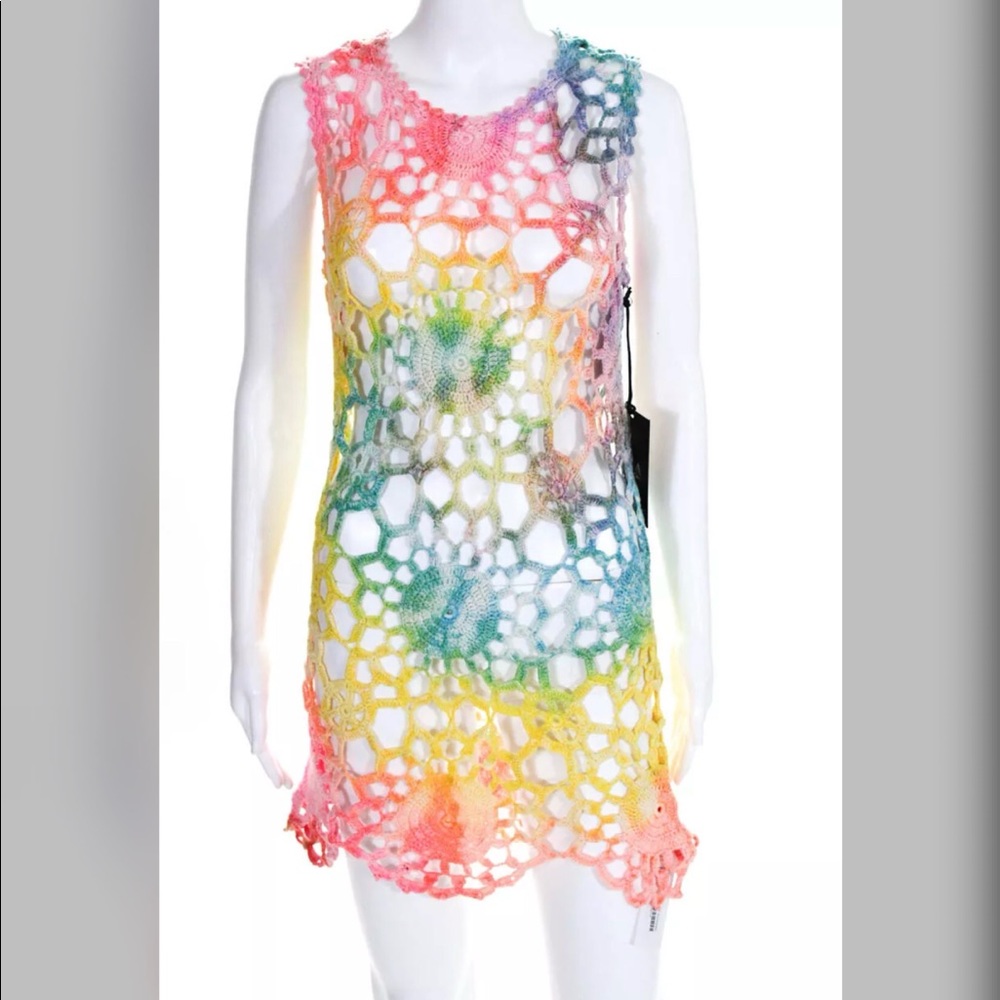 UNIF Astra Dress Rainbow Tie Dye Swimwear Cover Up